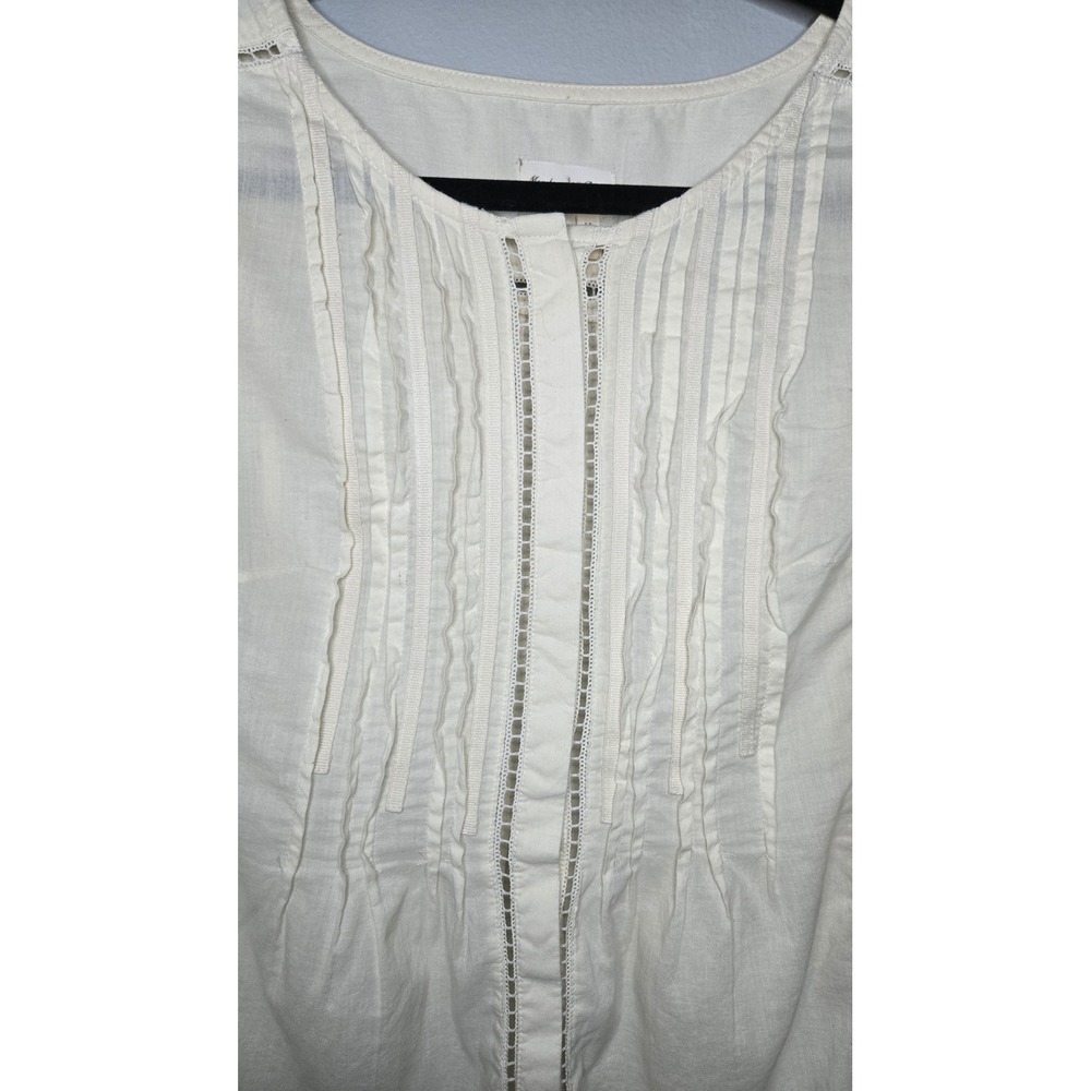 Meadow Rue Anthropologie Ivory Pintuck Lace Boho Blouse Size 6 Cotton - Picture 7 of 10